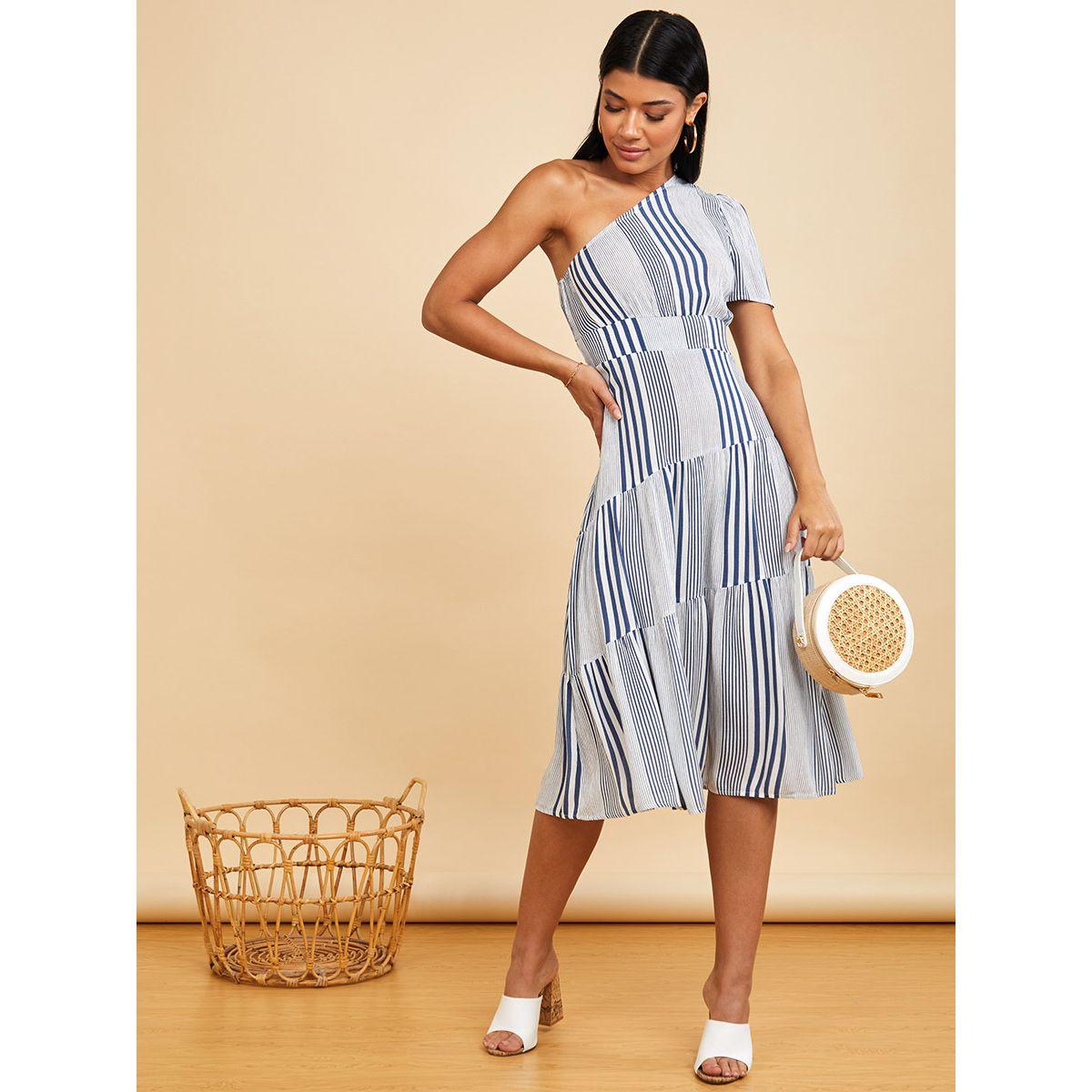 فستان ميدي بكتف واحد من ستايلي-women-clothing-dresses-image-1