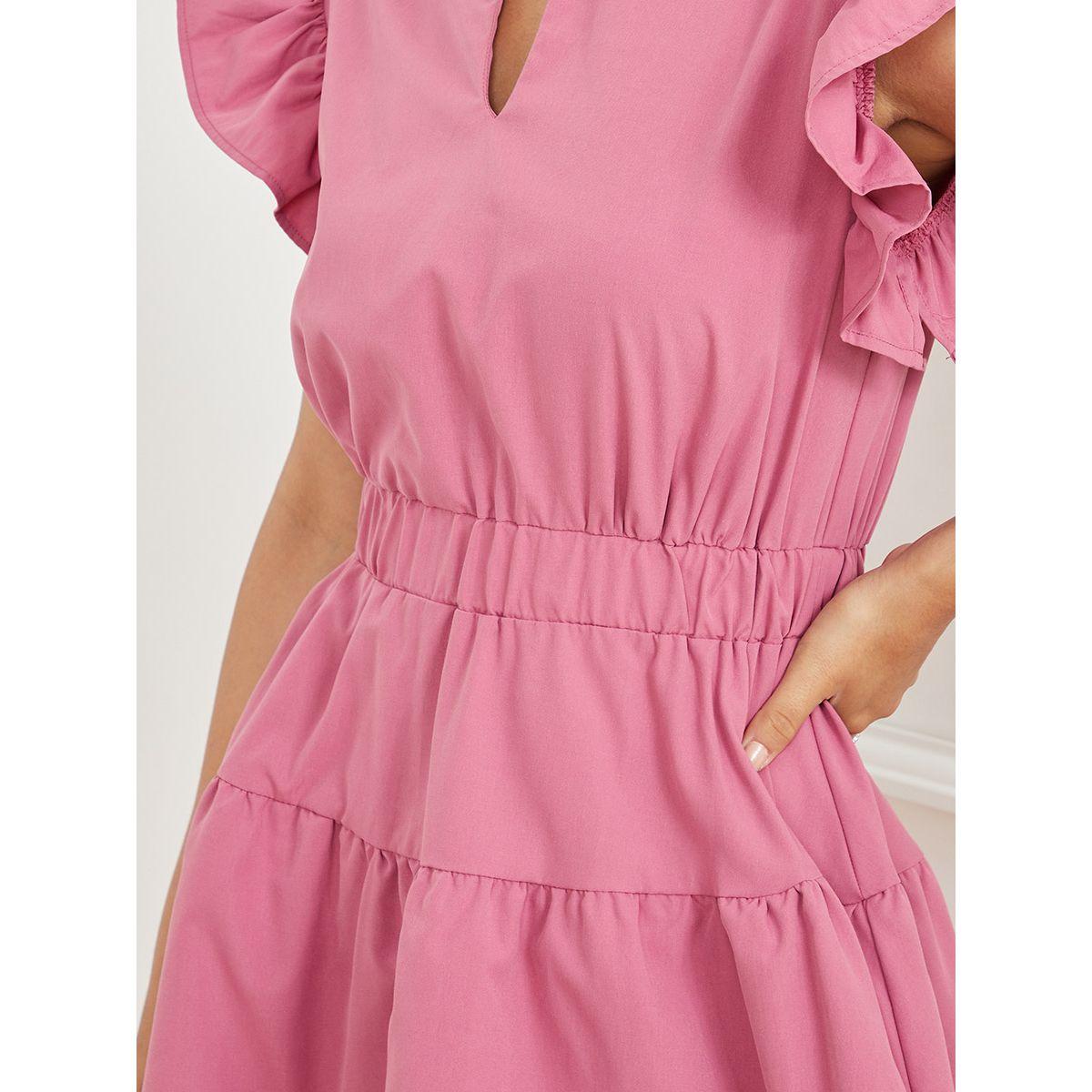 فستان بطيات واكمام مكشكشة من ستايلي-women-clothing-dresses-image-3