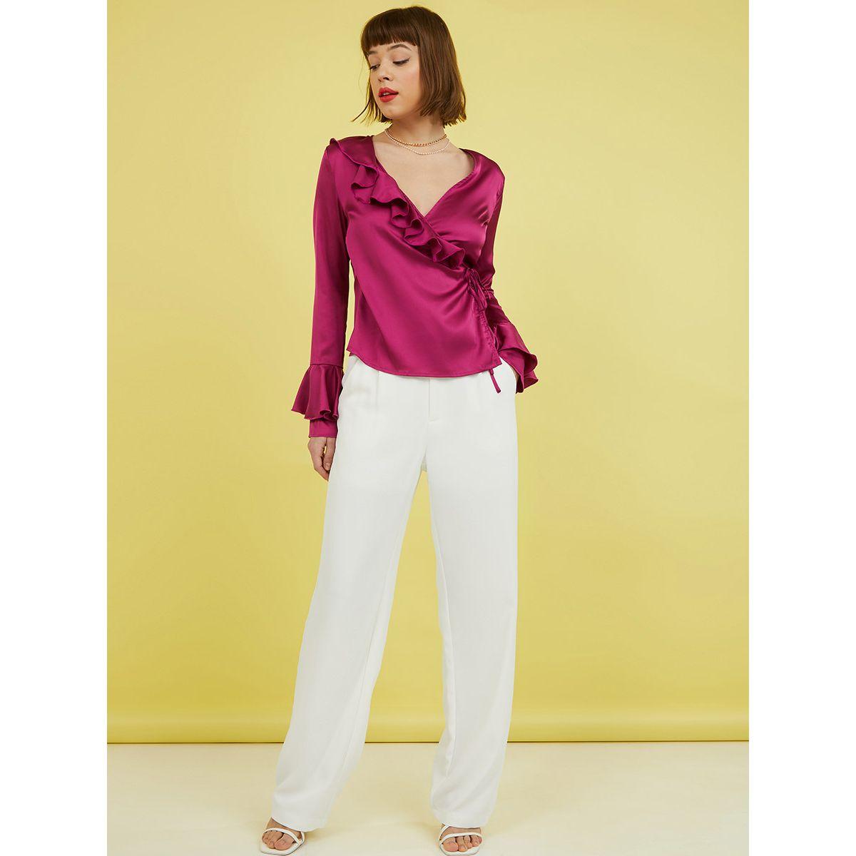 بلوزة بنمط لف واكمام طويلة من ستايلي-women-clothing-shirtsandblouses-blouses-image-2