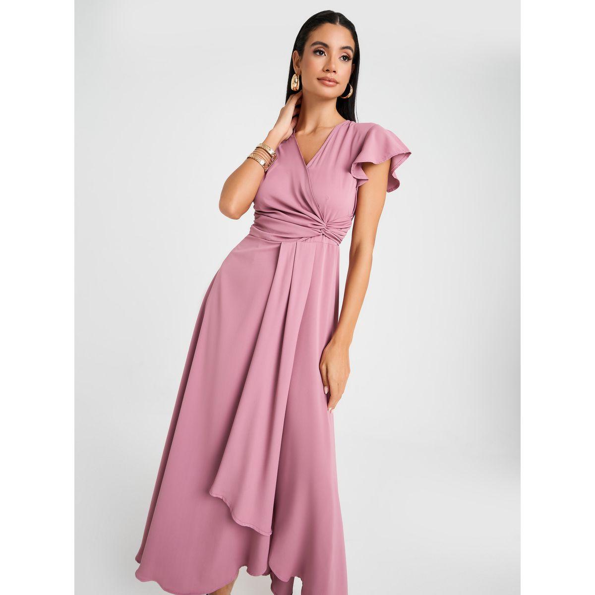 Frill Sleeve Wrap Front Maxi Dress-women-clothing-dresses-image-2