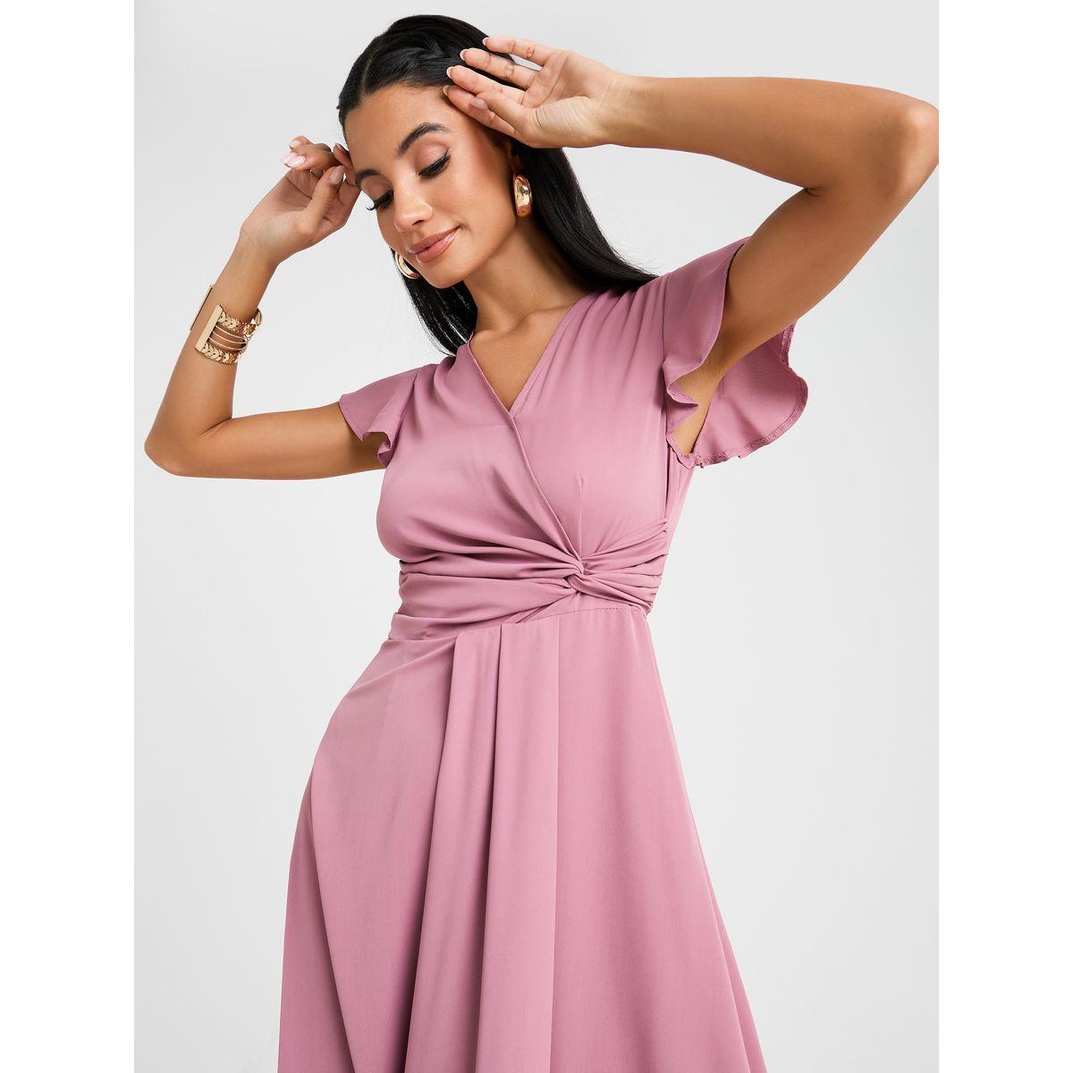 Frill Sleeve Wrap Front Maxi Dress-women-clothing-dresses-image-3