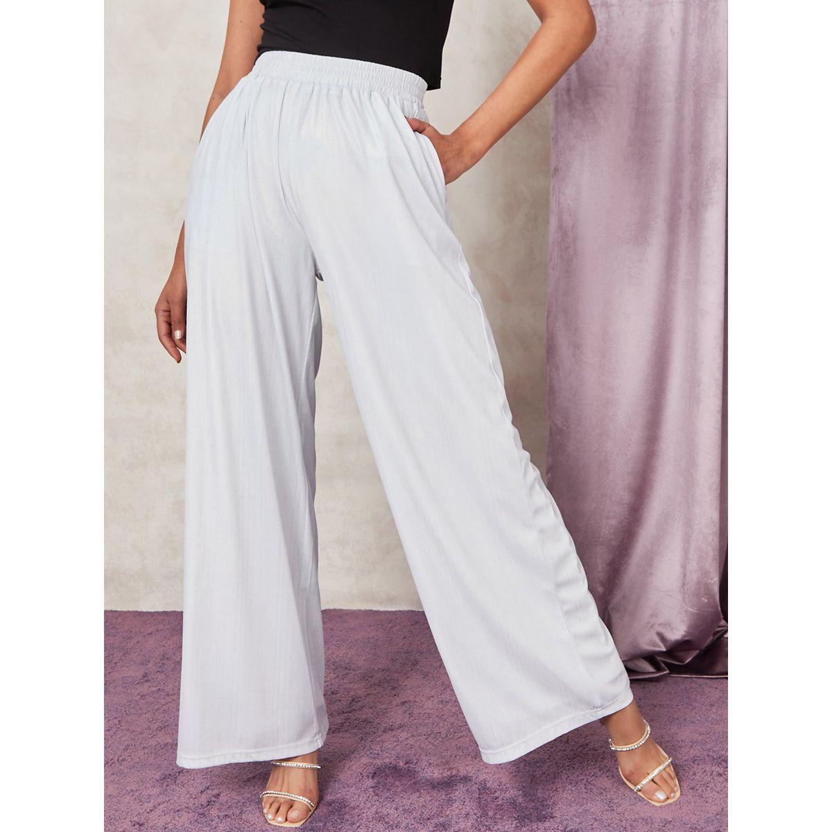 Styli Metallic Textured Wide Leg Trousers-women-clothing-bottoms-trousers-image-1