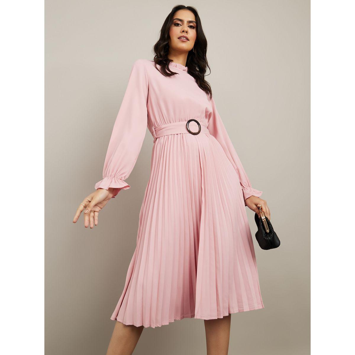 فستان ميدي سادة باكمام طويلة من ستايلي-women-clothing-dresses-image-1