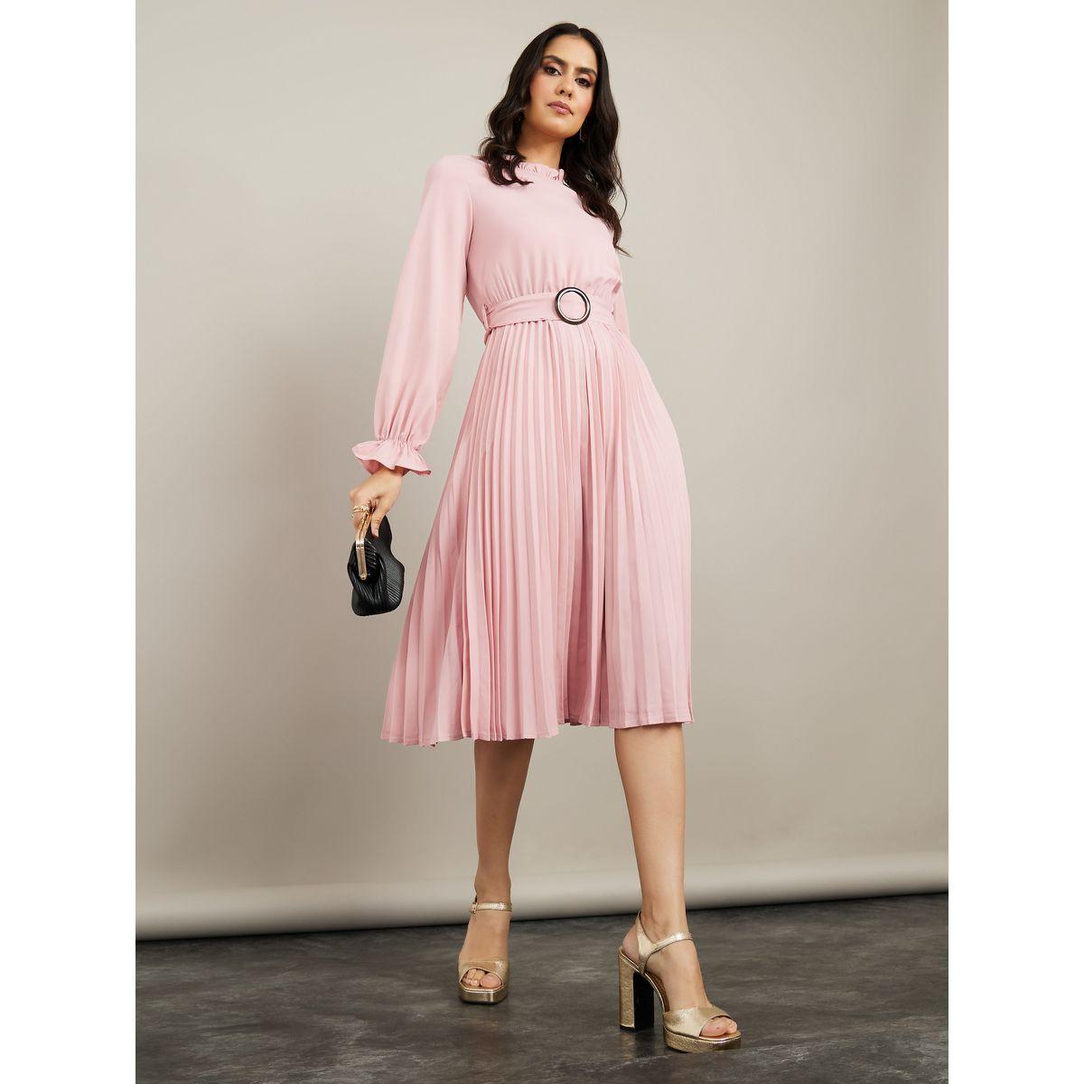 فستان ميدي سادة باكمام طويلة من ستايلي-women-clothing-dresses-image-2