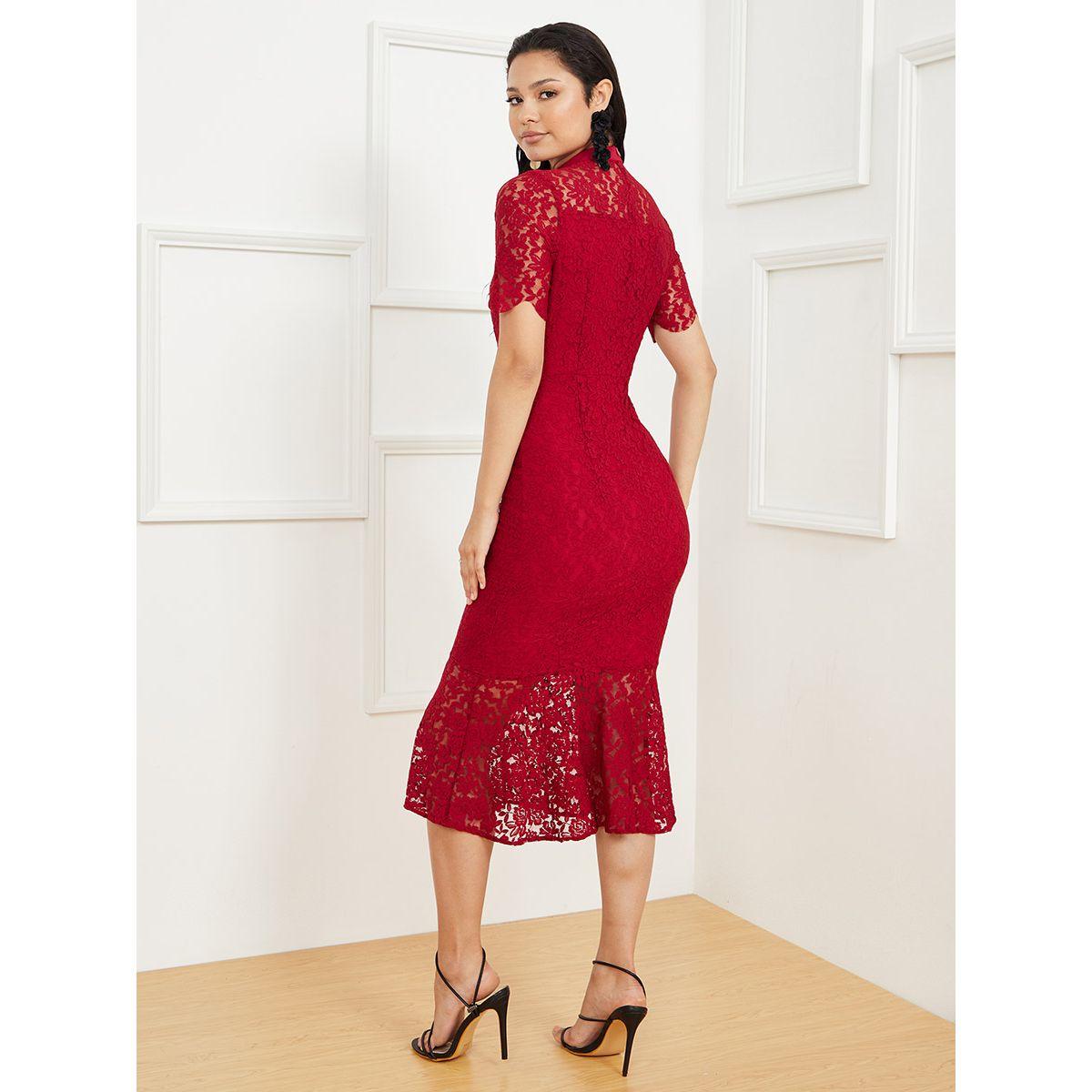 فستان ميدي باكمام قصيرة من ستايلي-women-clothing-dresses-image-4