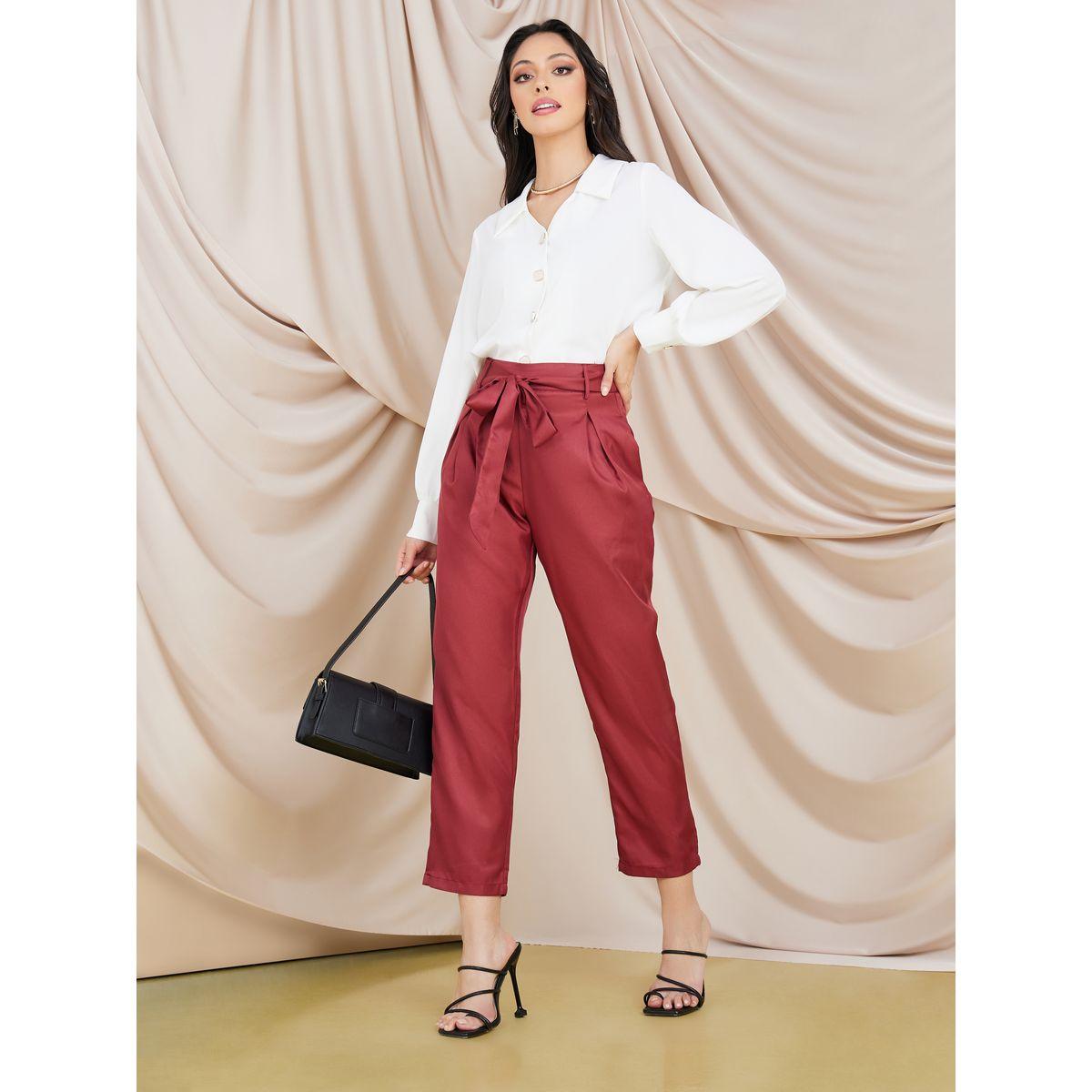 بنطال مطرز قصير بربطة خصر-women-clothing-bottoms-trousers-image-2