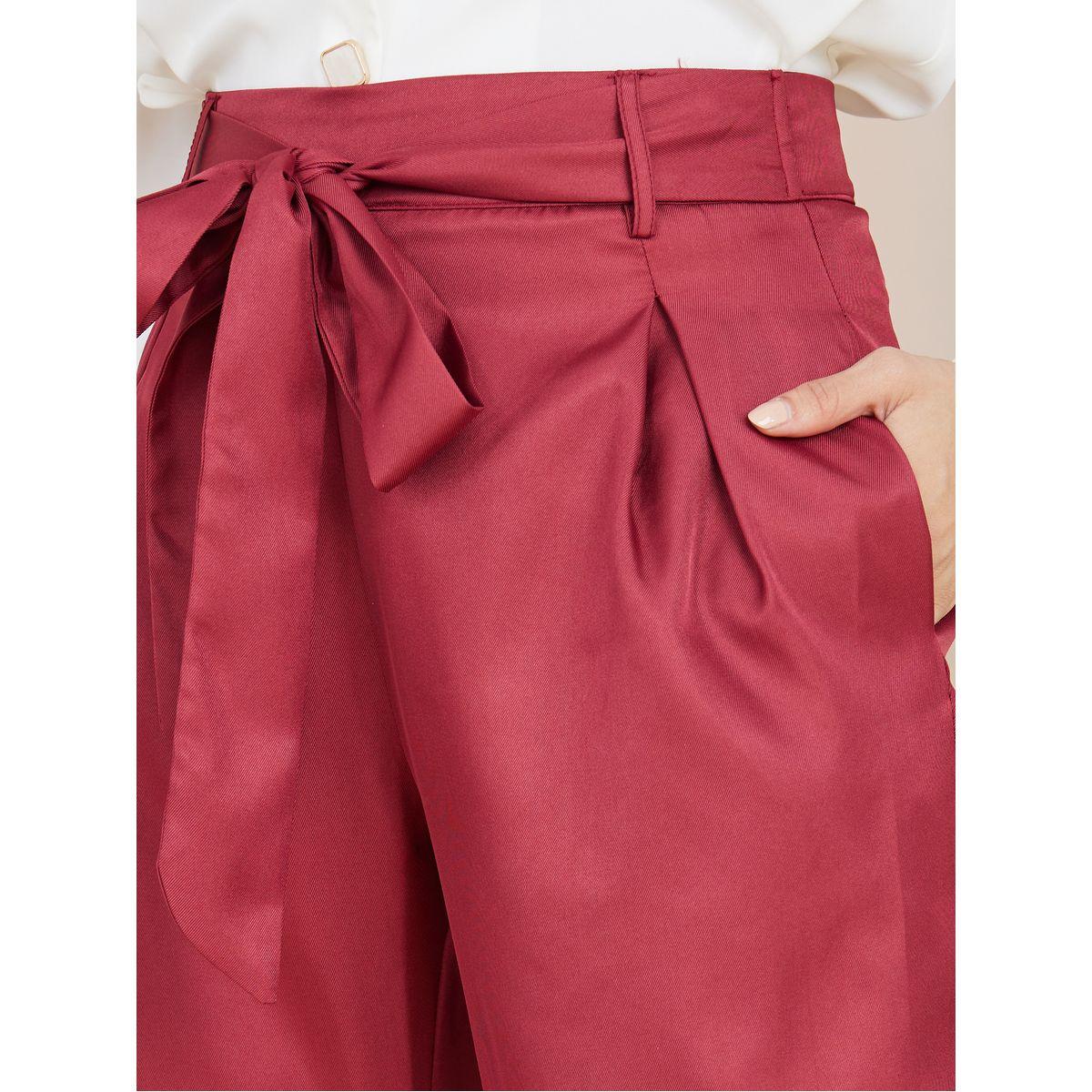 بنطال مطرز قصير بربطة خصر-women-clothing-bottoms-trousers-image-4