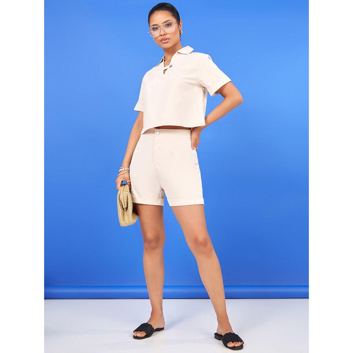 Styli Short Sleeves Crop Top and Shorts Co-Ord Set-women-clothing-coordsets-image-2