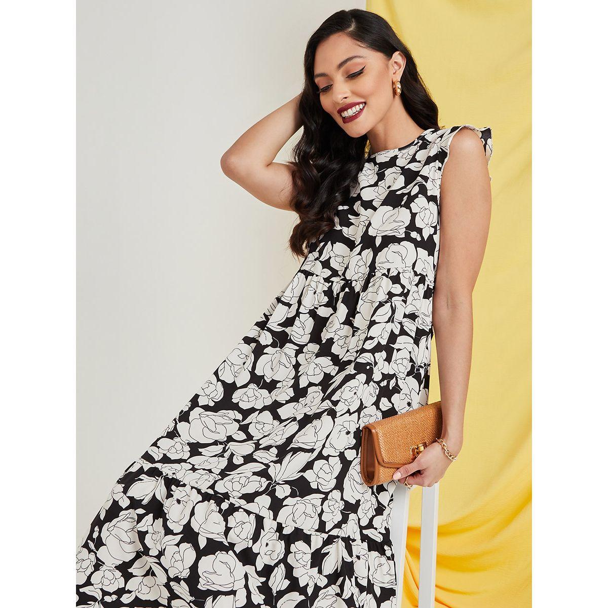 Styli Sleeveless Round Neck Floral Print A-Line Maxi Dress-women-clothing-dresses-image-2