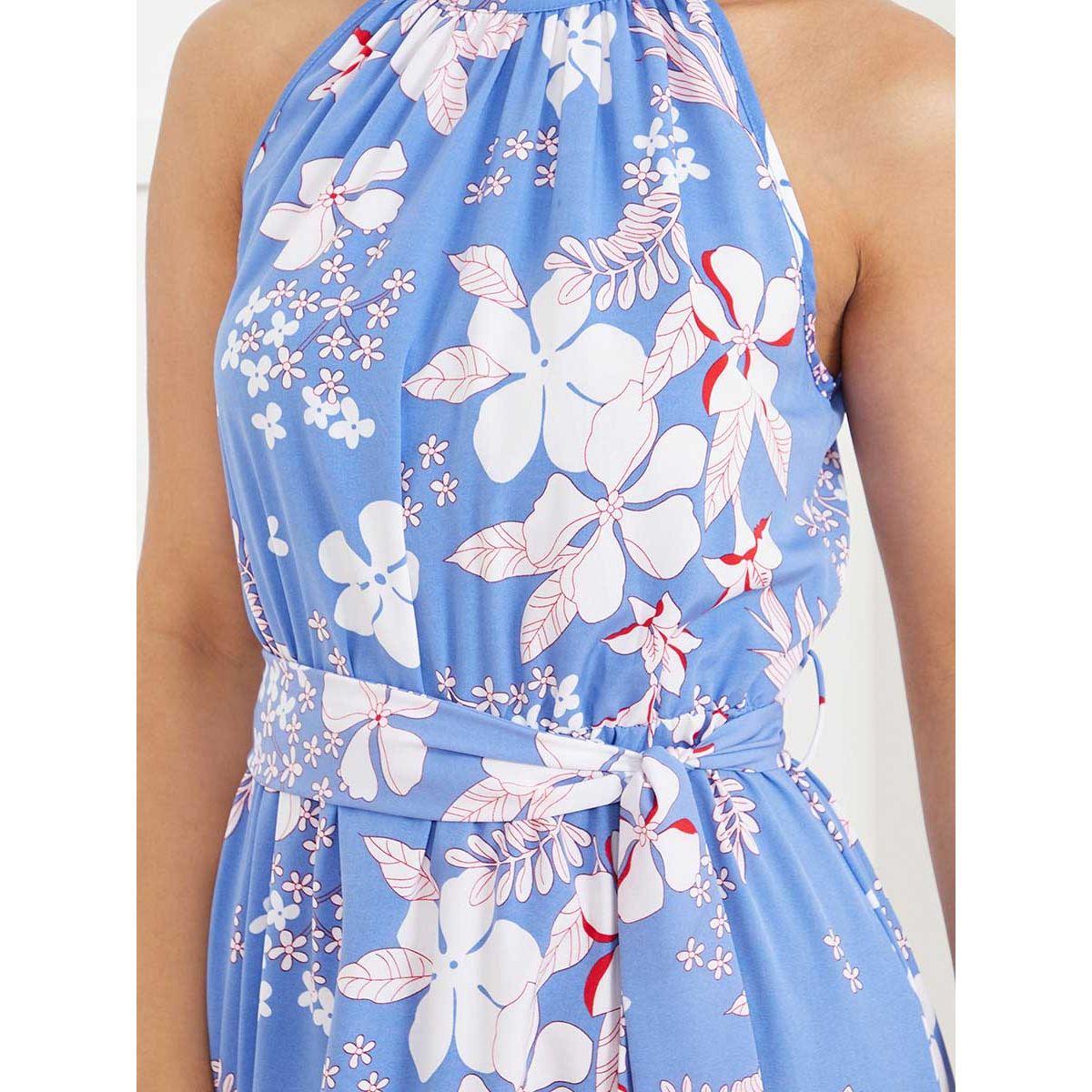 Styli Sleeveless Halter Neck Printed A-Line Maxi Dress with Tie Belt-women-clothing-dresses-image-3