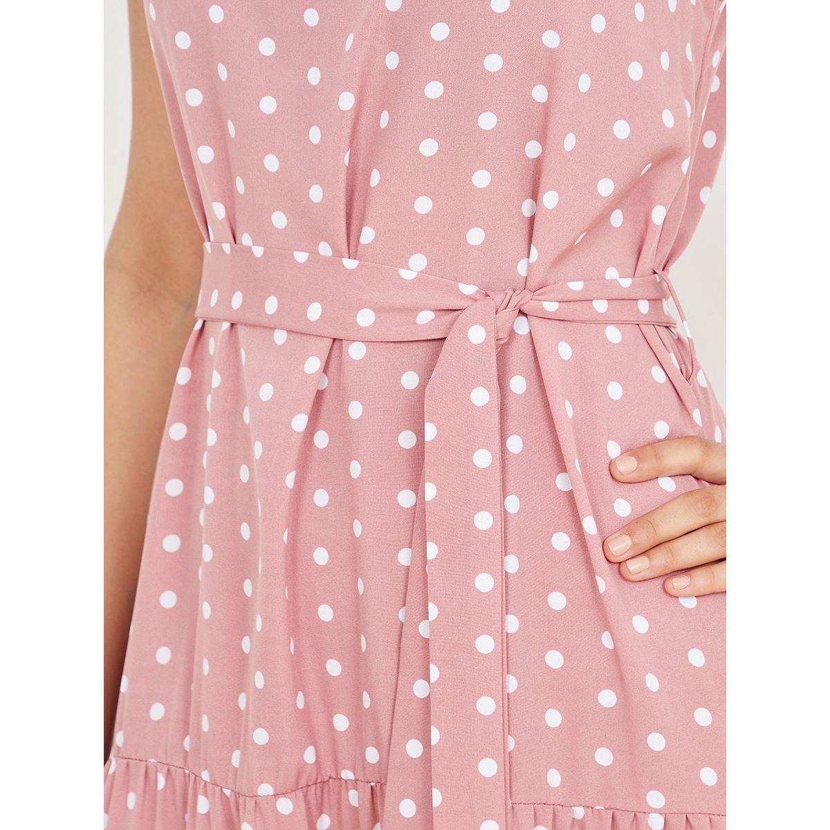 Styli Halter Neck Sleeveless Polka Dot Tiered Maxi Dress-women-clothing-dresses-image-3