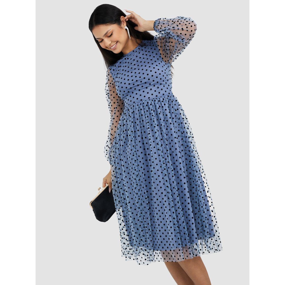 Styli Long Sleeves Round Neck A-Line Midi Dress-women-clothing-dresses-image-1