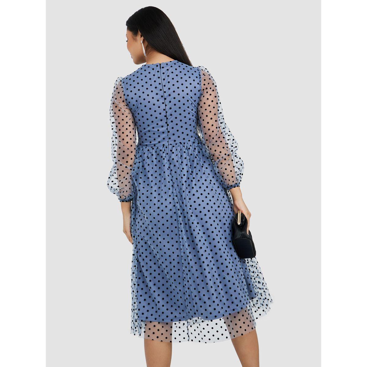 Styli Long Sleeves Round Neck A-Line Midi Dress-women-clothing-dresses-image-4