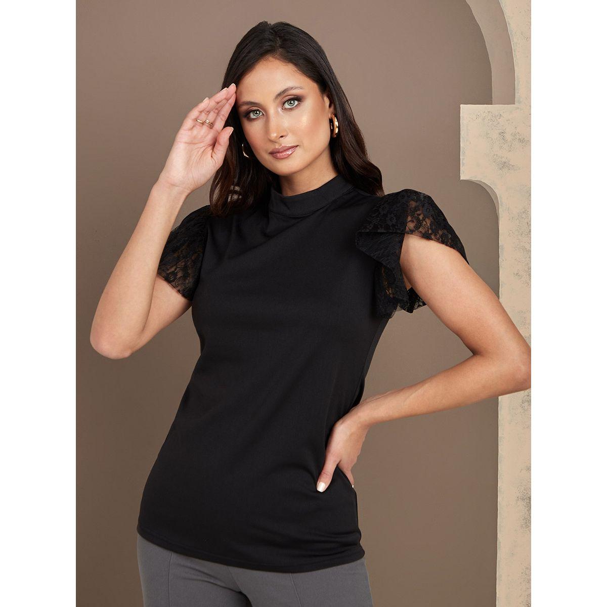 بلوزة كاجوال بتداخلات دانتيل من ستايلي-women-clothing-shirtsandblouses-blouses-image-3