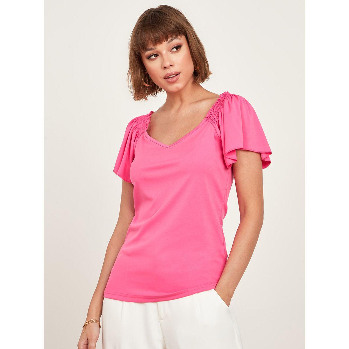 بلوزة مزمومة باكمام قصيرة-women-clothing-shirtsandblouses-blouses-image-3