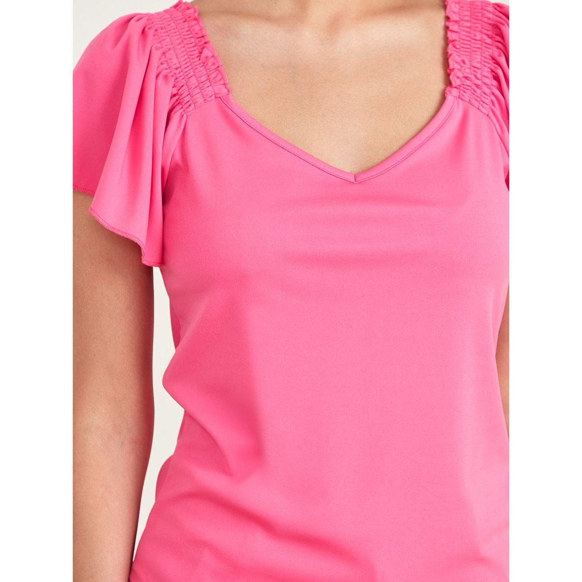 بلوزة مزمومة باكمام قصيرة-women-clothing-shirtsandblouses-blouses-image-4