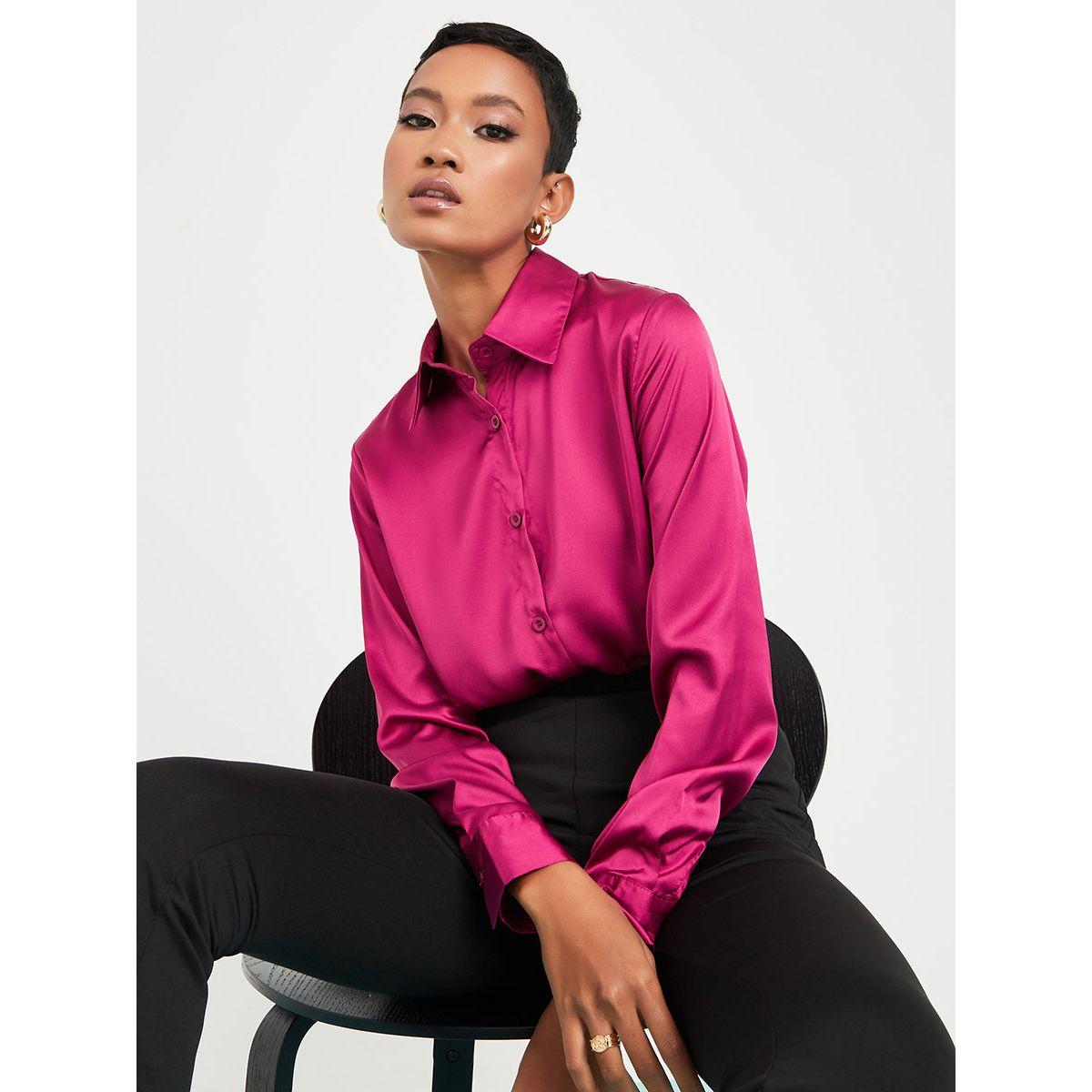 Styli Satin Long Sleeves Button Through Shirt-women-clothing-shirtsandblouses-shirts-image-1