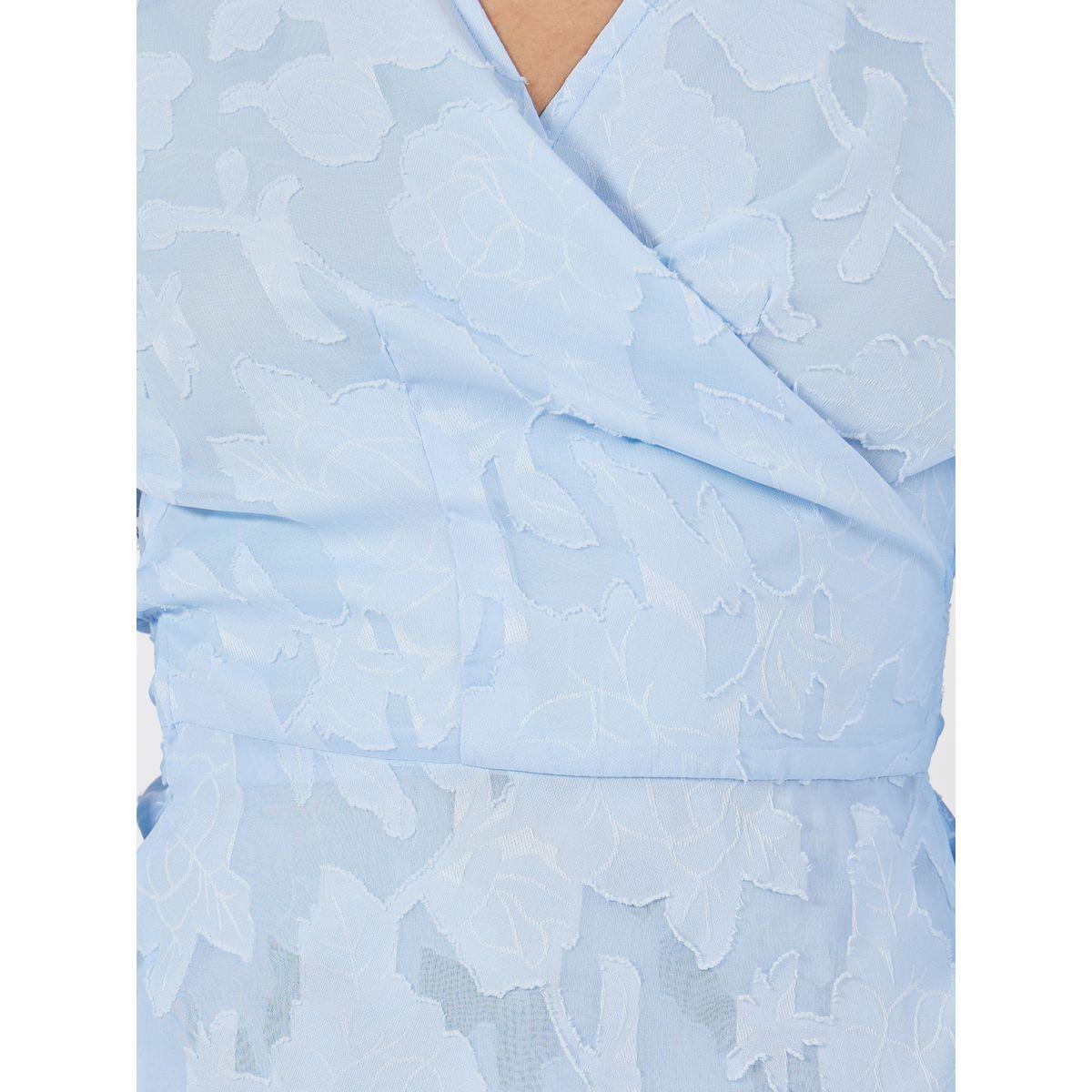 Styli Floral Pattern Burnout Wrap Top with Tie Belt-women-clothing-shirtsandblouses-blouses-image-3