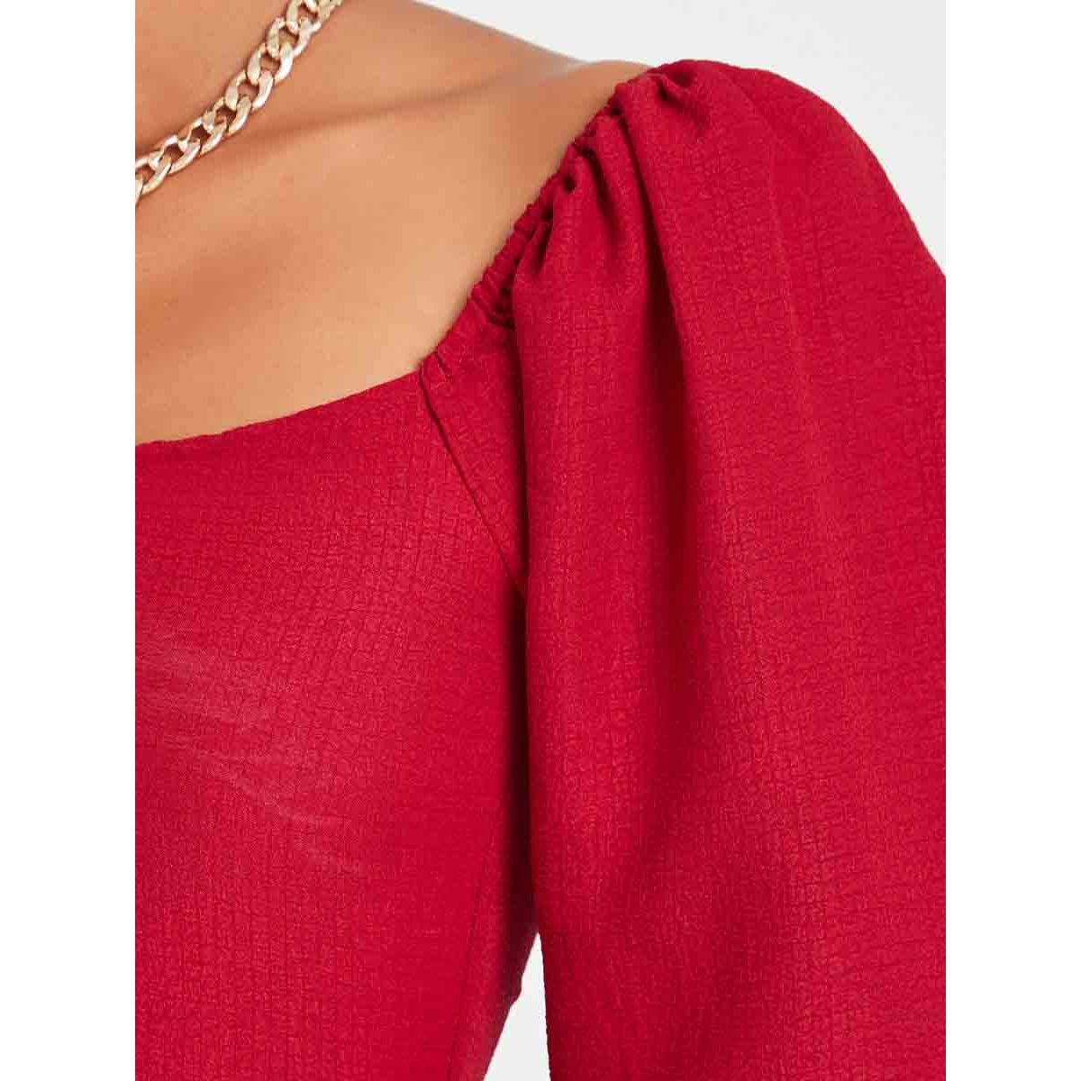 بلوزة بياقة واسعة واكمام بالون من ستايلي-women-clothing-shirtsandblouses-blouses-image-4