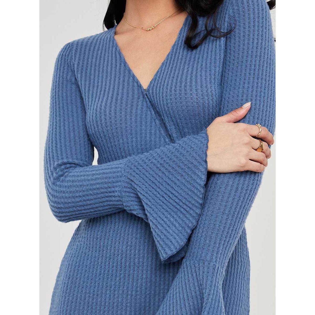 Styli Long Sleeves V Neck Ribbed A-Line Midi Dress-women-clothing-dresses-image-3