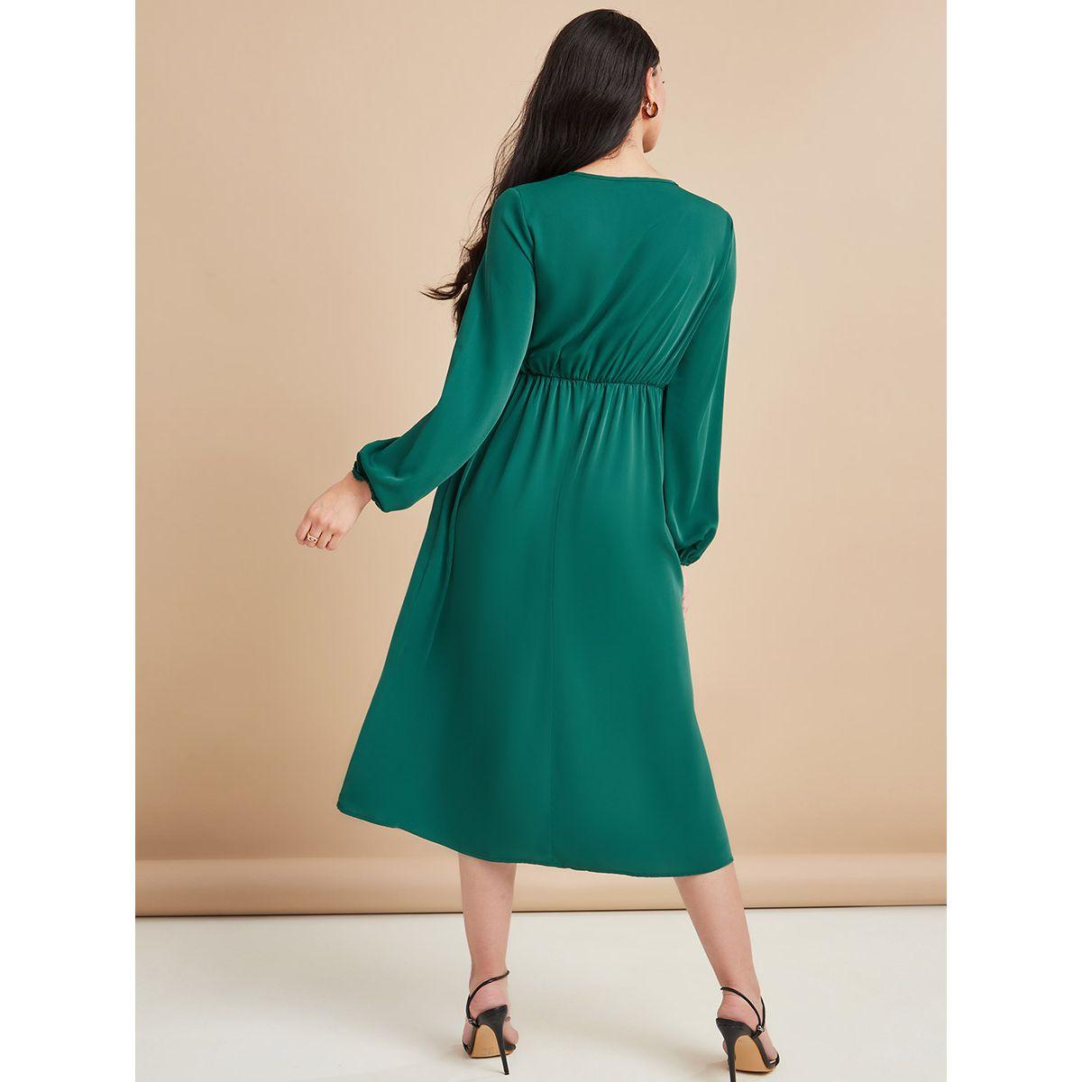 Styli Long Sleeves Wrap Front A-Line Midi Dress-women-clothing-dresses-image-4