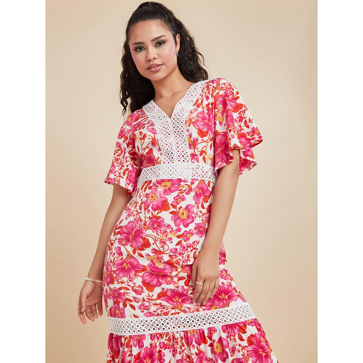 Styli Short Sleeves V Neck Floral Print A-Line Maxi Dress-women-clothing-dresses-image-2