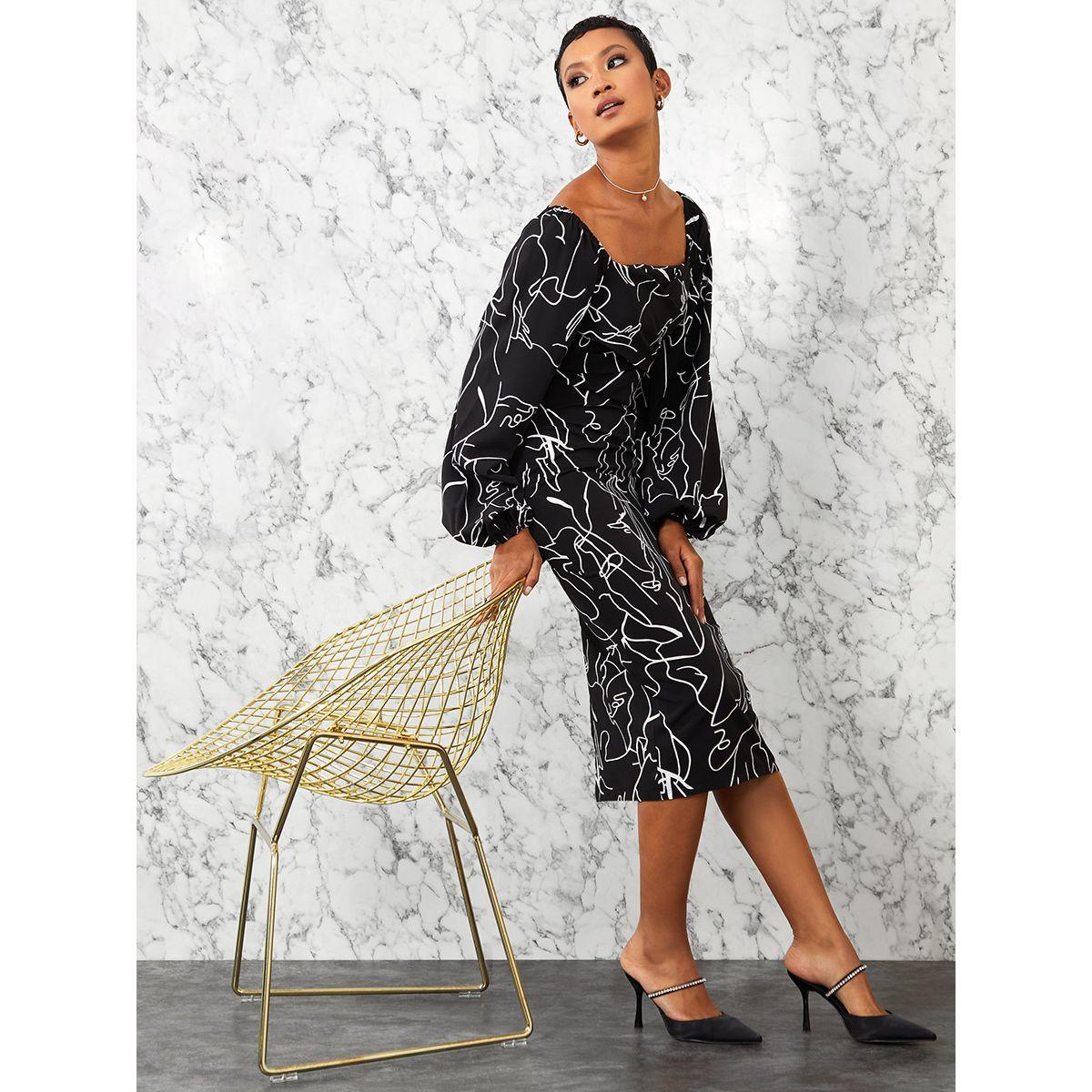 فستان ميدي باكمام طويلة من ستايلي-women-clothing-dresses-image-1