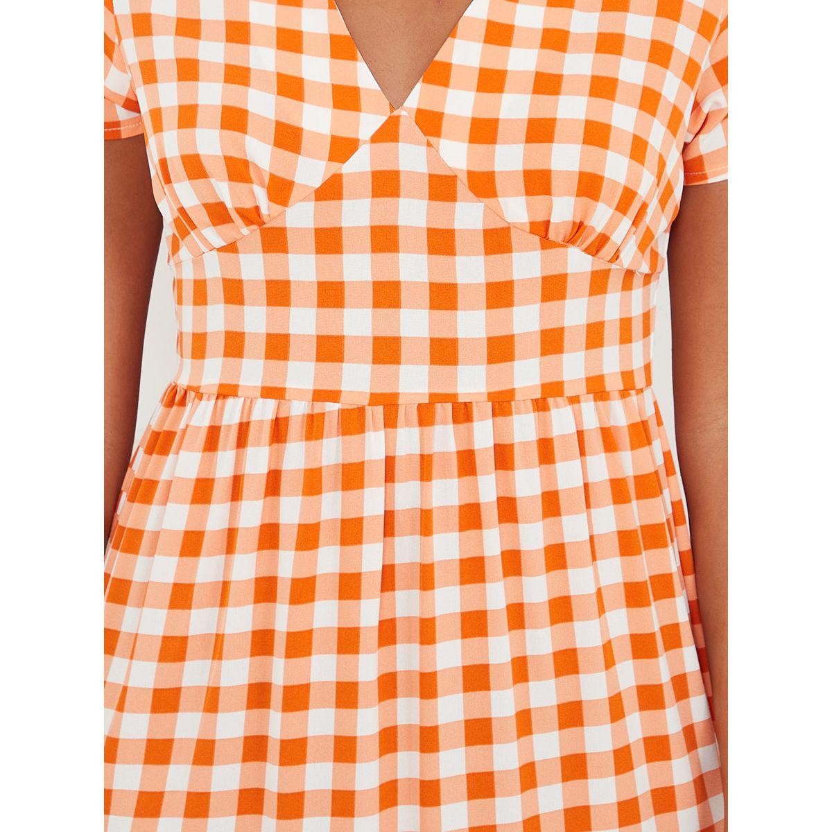 Styli Short Sleeves Gingham Check Tiered Maxi Dress-women-clothing-dresses-image-3