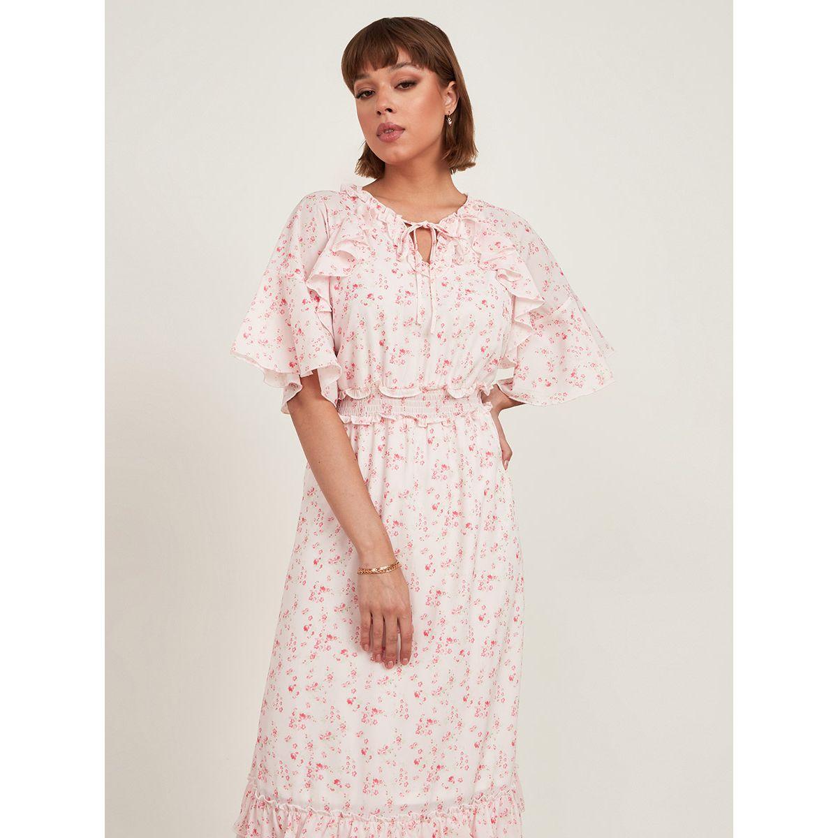 فستان طويل باكمام قصيرة وكشكش من ريد تايب-women-clothing-dresses-image-2
