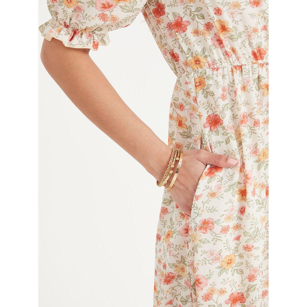 Styli Puff Sleeves Floral Print A-Line Maxi Dress with Slip Pocket-women-clothing-dresses-image-4
