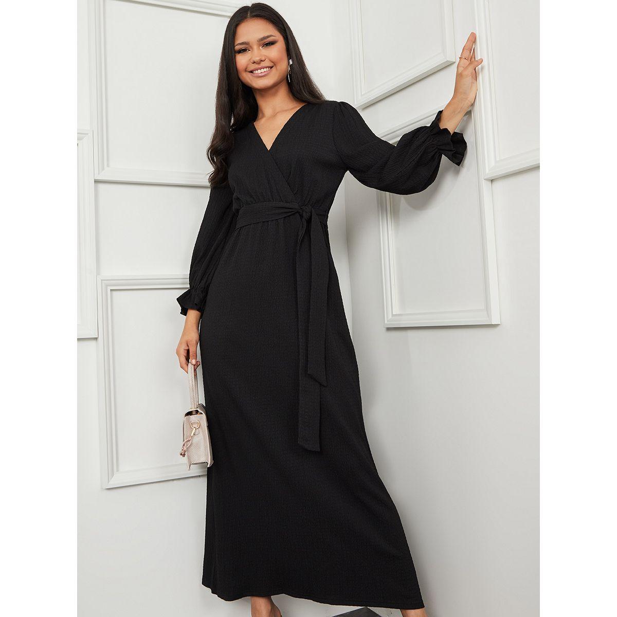 فستان طويل بنمط لف من ستايلي-women-clothing-dresses-image-2