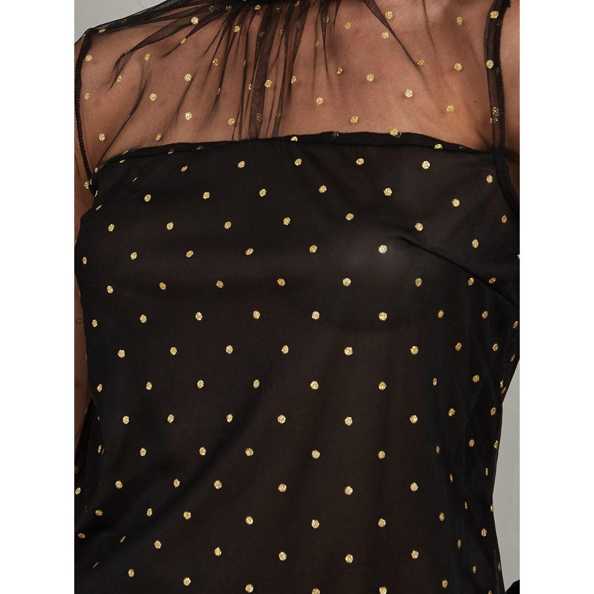 Styli Embellished High Neck Mesh Long Sleeves Knit Top-women-clothing-shirtsandblouses-blouses-image-4