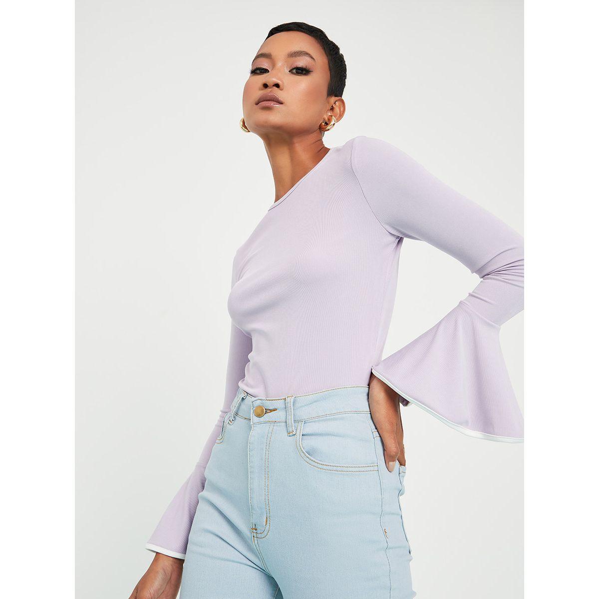 بلوزة بياقة دائرية واكمام واسعة-women-clothing-shirtsandblouses-blouses-image-1