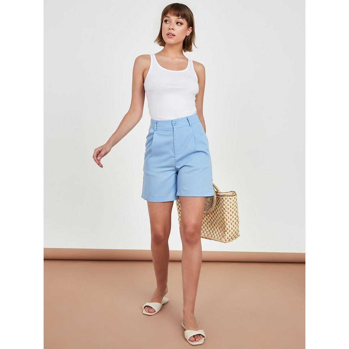 Styli Solid High Waist Pintuck Shorts-women-clothing-bottoms-shorts-image-5