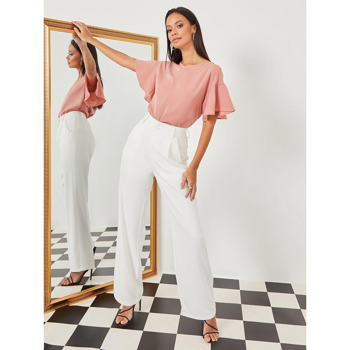 Styli Frill Short Sleeves V Neck Blouse-women-clothing-shirtsandblouses-blouses-image-2