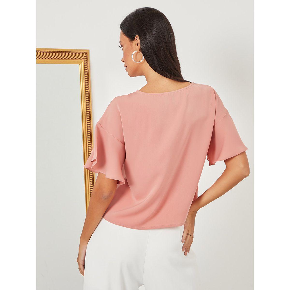 Styli Frill Short Sleeves V Neck Blouse-women-clothing-shirtsandblouses-blouses-image-5