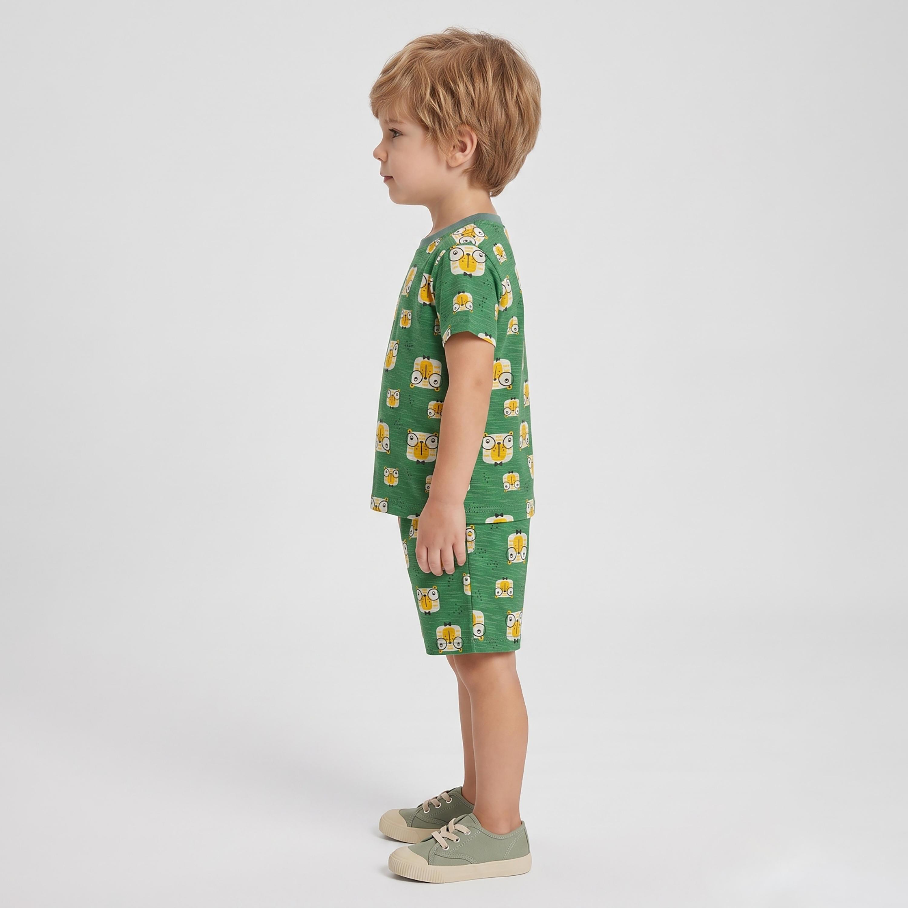Babyqlo Owl Print Short Sleeves T-Shirt & Shorts Co-ord Set-boys-clothing-setsandcoords-image-3