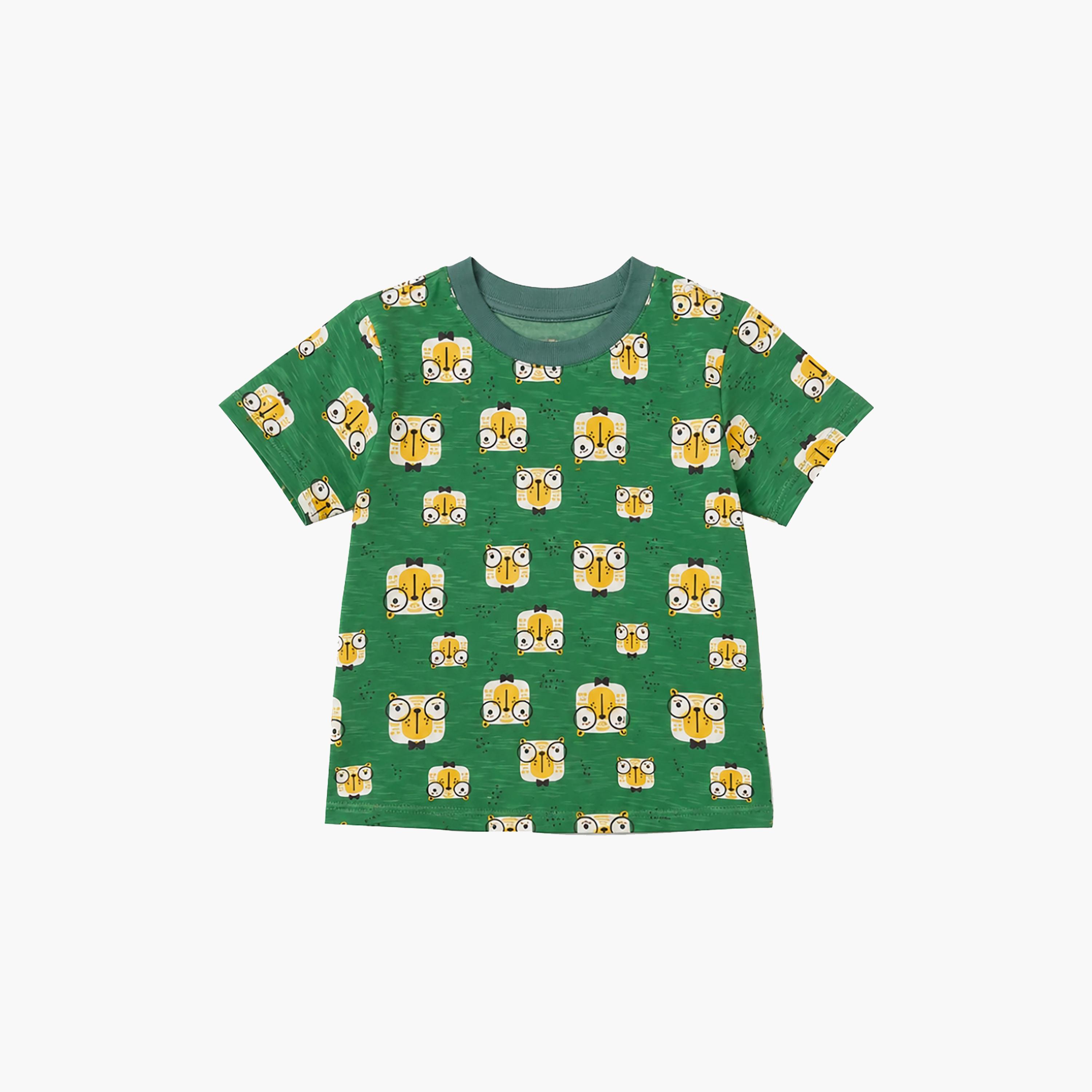 Babyqlo Owl Print Short Sleeves T-Shirt & Shorts Co-ord Set-boys-clothing-setsandcoords-image-6