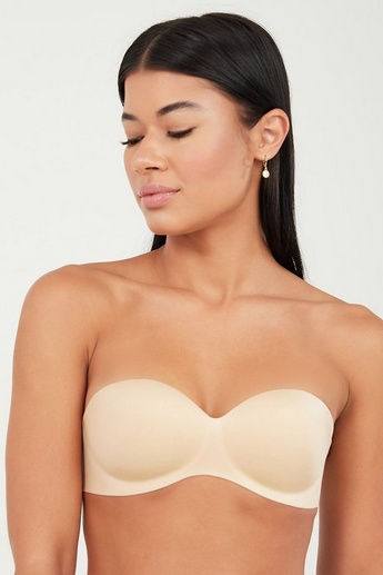 Strapless Non Wired Push Up Bra with Interchangeable Back Straps