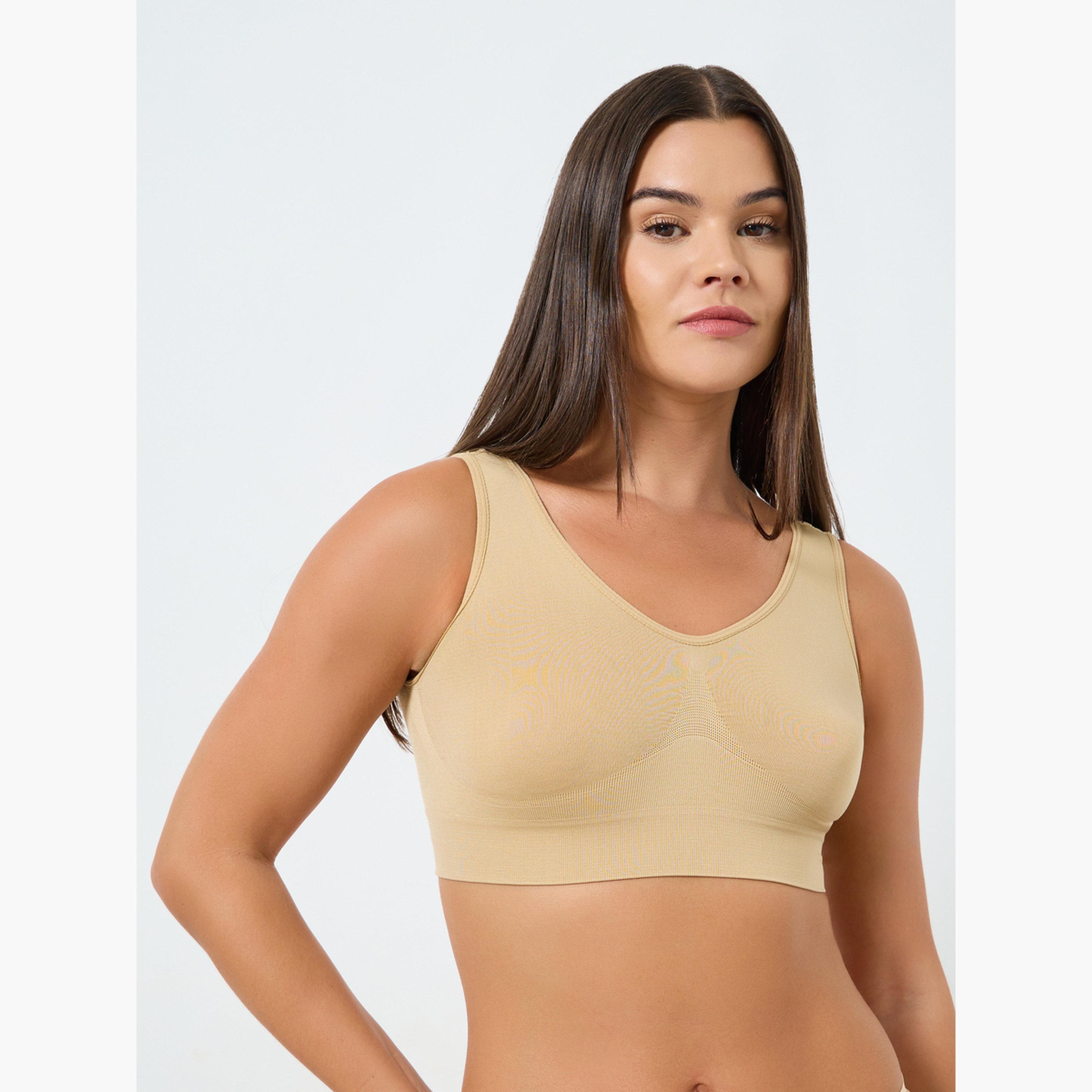 ستايلي - عبوة من قطعتين - قميص قصير مريح بدون درزات وغير مبطن-women-clothing-lingerie-bras-image-2