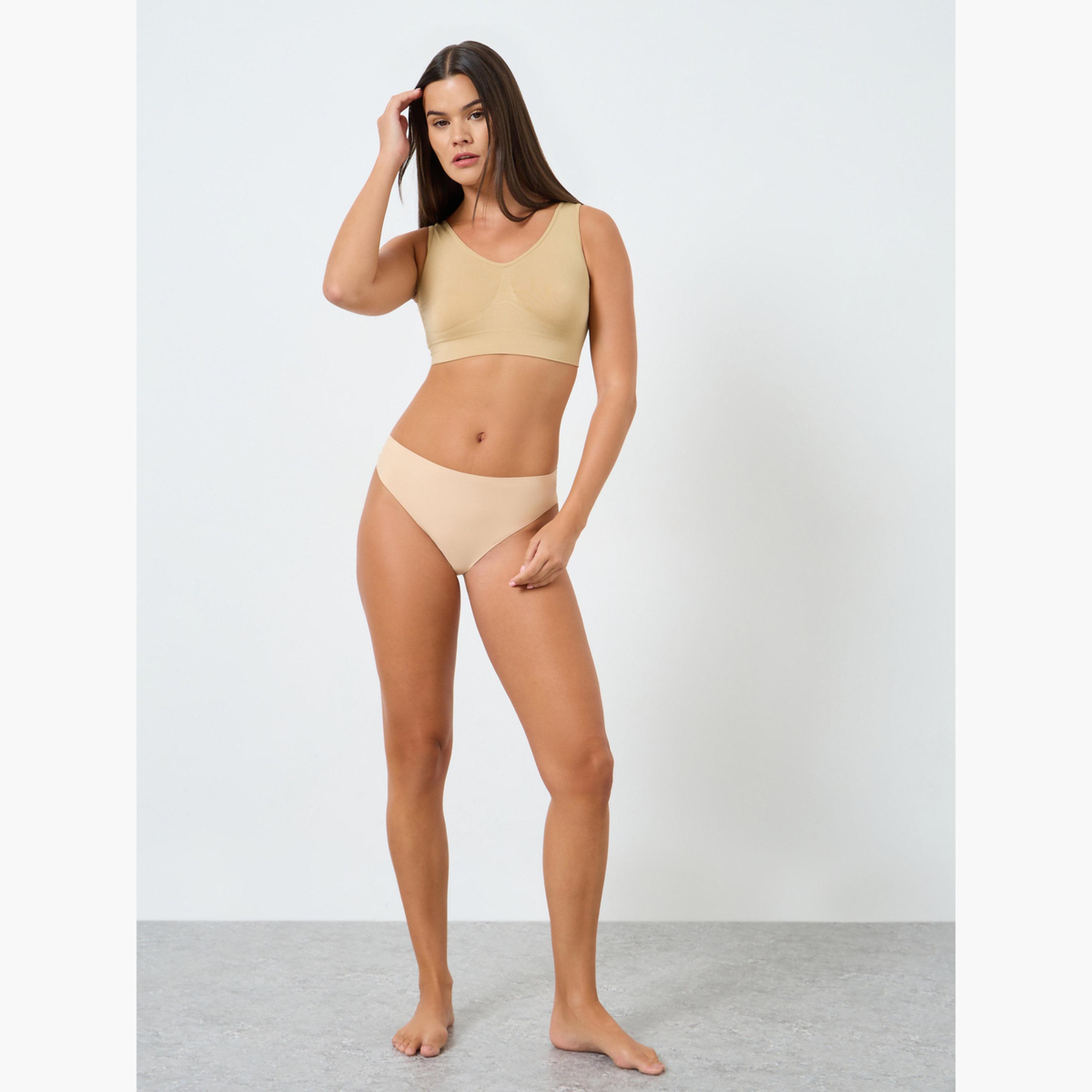 ستايلي - عبوة من قطعتين - قميص قصير مريح بدون درزات وغير مبطن-women-clothing-lingerie-bras-image-3
