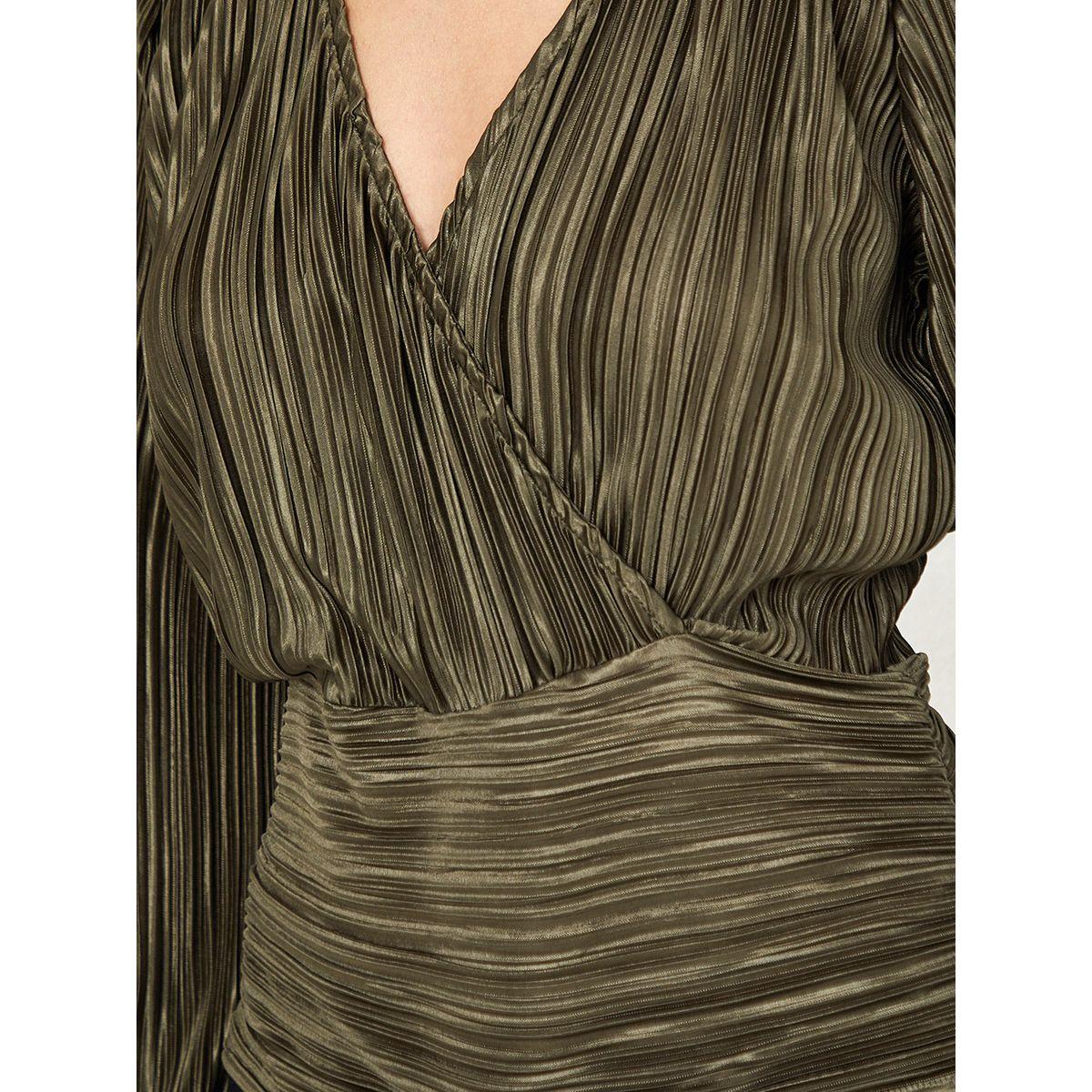 Styli Metallic Pleated Wrap Front Top with Fitted Waistband-women-clothing-shirtsandblouses-blouses-image-4