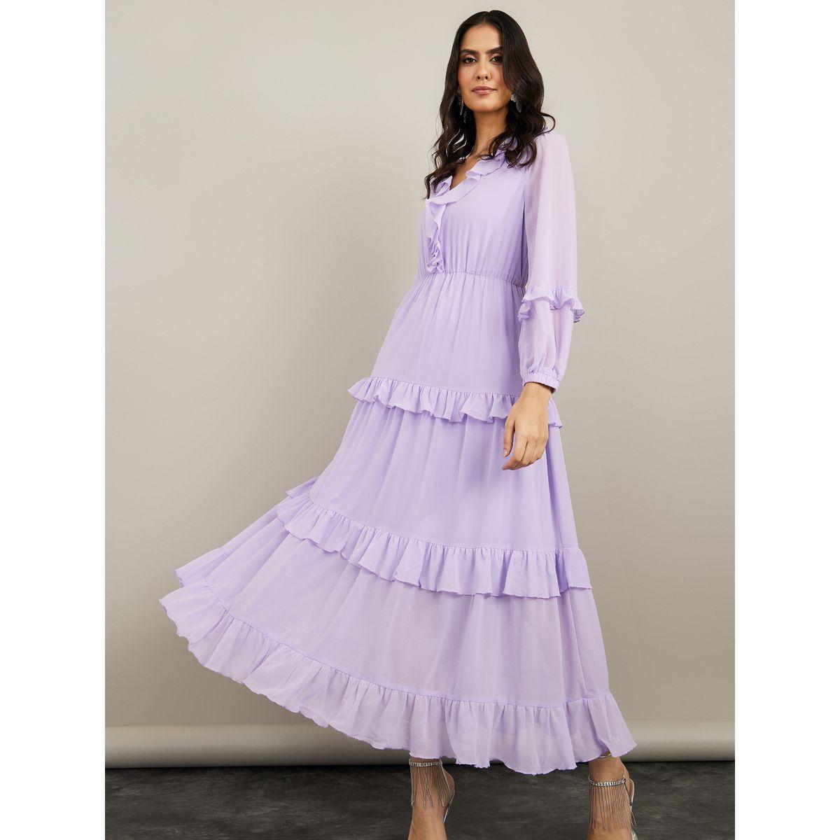 فستان طويل بكسرات وكشكش من ستايلي-women-clothing-dresses-image-1