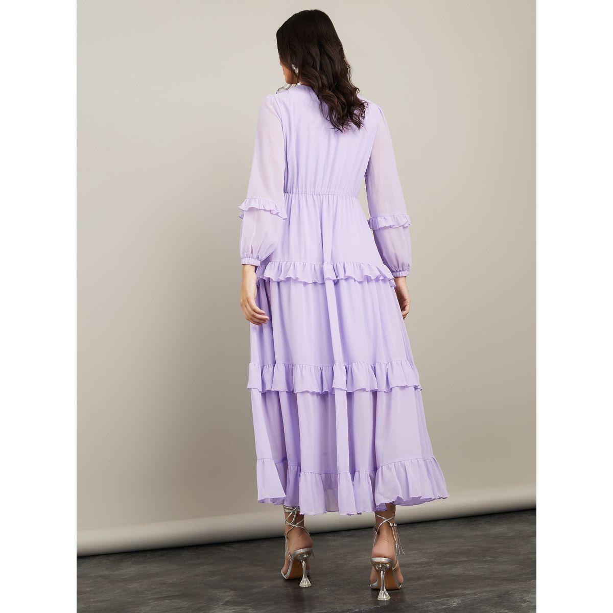 فستان طويل بكسرات وكشكش من ستايلي-women-clothing-dresses-image-4