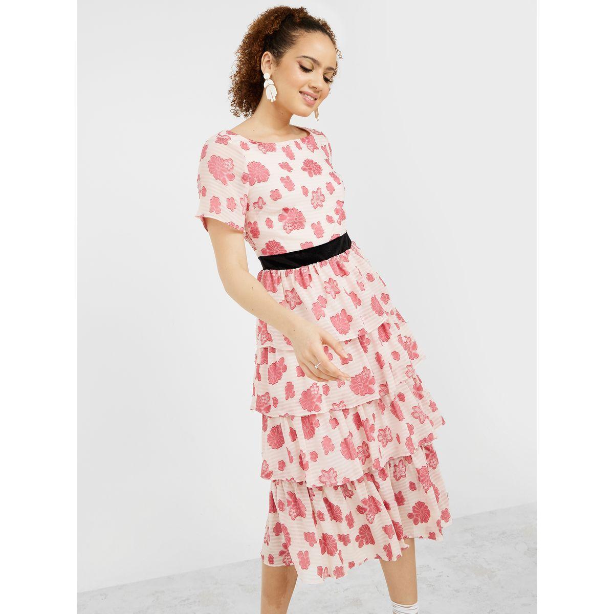فستان ميدي باكمام قصيرة-women-clothing-dresses-image-1