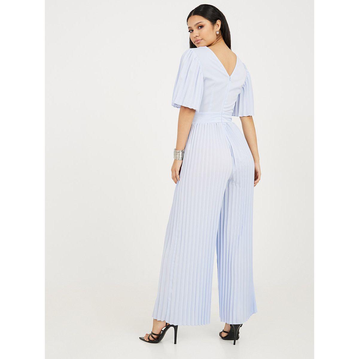 Styli Premium Pleated Detail Wide Leg Jumpsuit with Crystal Button-women-clothing-jumpsuits-image-4