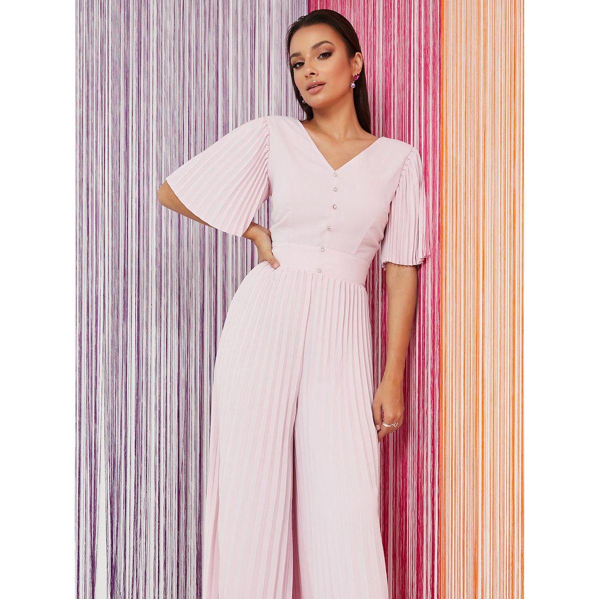 Styli Premium Pleated Detail Wide Leg Jumpsuit with Crystal Button-women-clothing-jumpsuits-image-2