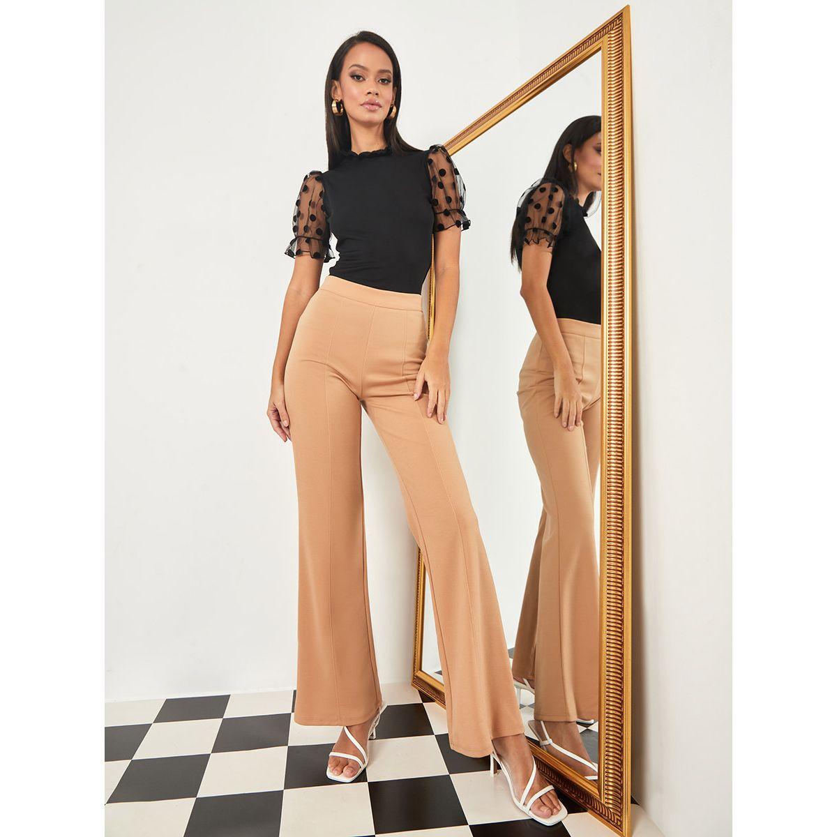 Styli Sheer Flocked Puff Sleeves Ribbed Top-women-clothing-shirtsandblouses-blouses-image-2