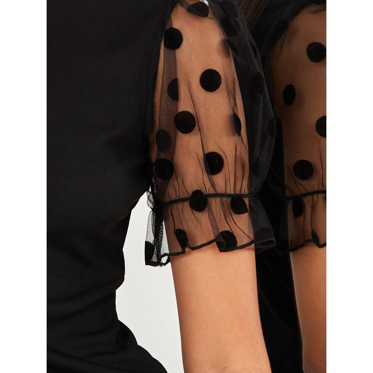 Styli Sheer Flocked Puff Sleeves Ribbed Top-women-clothing-shirtsandblouses-blouses-image-4