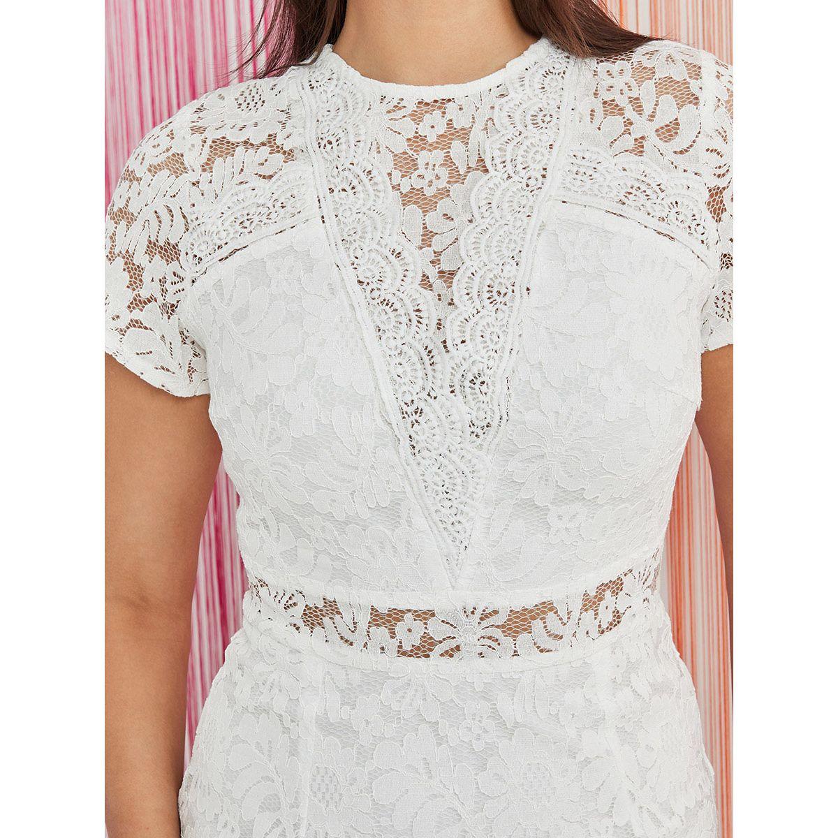 Styli Premium Panelled Lace Detail Knee Length Dress-women-clothing-dresses-image-3